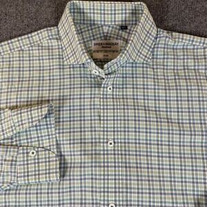 Spier & Mackay Handmade Slim Fit Dress Shirt Mens 16.5 Blue Check Plaid #3687